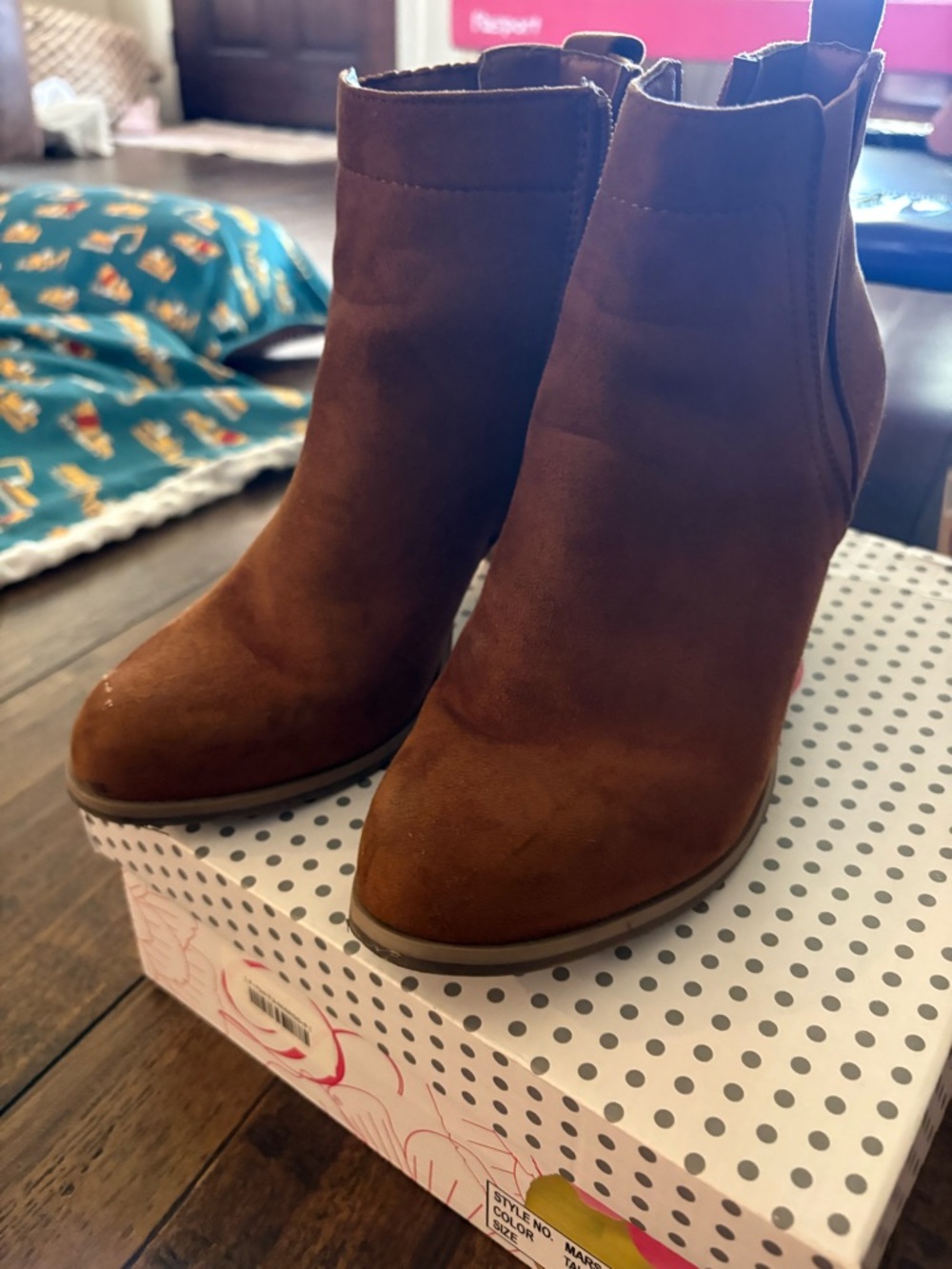 Soda Chestnut Brown Suede Ankle Booties